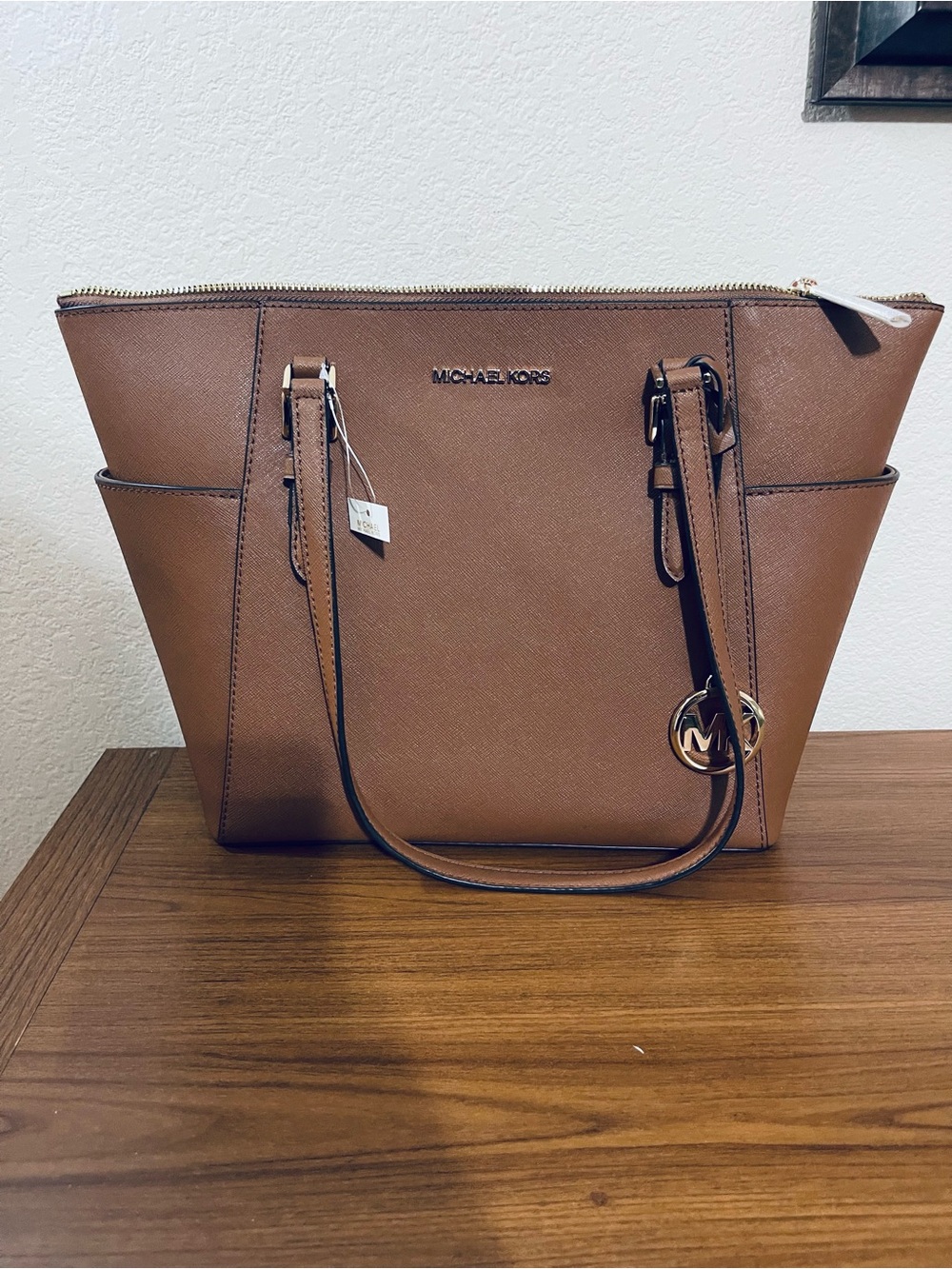 MICHAEL KORS Cognac Saffiano Leather Tote